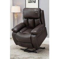 More4Homes Chester Single Motor Rise Recliner Bonded Leather Heat & Massage Chair in Brown