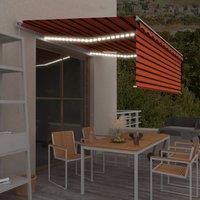 Manual Retractable Awning with Blind&LED 4x3m Orange&Brown