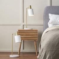 Ruma Set of 2 Biba Marble Footed White & Gold Table Lamp