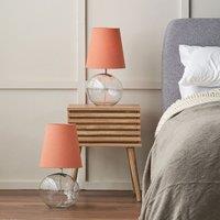 Ruma Set of 2 Hallie Clear Glass & Terracotta Shade Table Lamp in Orange