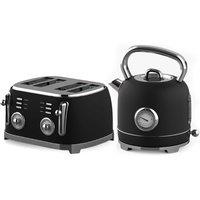 Geepas Retrovive 1.8L Electric Kettle & Toaster Set Twin Pack in Black