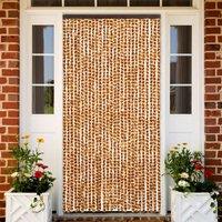Berkfield Home Fly Curtain Ochre & White 90x200 cm Chenille in Yellow