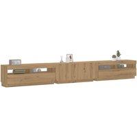 Berkfield Home TV Cabinet with LED Lights Artisan Oak 300x35x40 cm Engineered Wood in Brown | Size: 300 x 35 x 40 cm