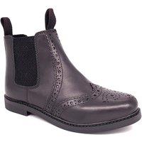 Frank James Men's Leather Brogue Chelsea Ankle Boots in Black | Size: 1