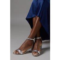 Coast Women's Thelma Faux Leather Ankle Strap Medium Block Heel Sandals in Silver | Size: 8