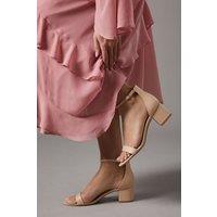Coast Women's Thelma Faux Leather Ankle Strap Medium Block Heel Sandals in Nude | Size: 7