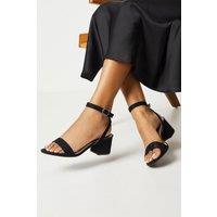 Dorothy Perkins Women's Wide Fit Tommi Barely There Mid Block Heel Sandals in Natural Black | Size: 7