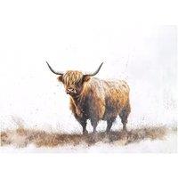 Warren Reed - Designer Highland Cow Watercolour Glass Chopping Board in Brown