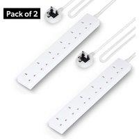 Geepas 6 Gang Extension Lead, 1M Cable Pack of 2 in White