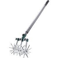mysmartbuy Rolling Cultivator Garden Tool - 18 Offset Blades with Adjustable Telescopic Long Handled - Measures H128 x W16cm in Silver