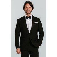 Dobell Men's Black Slim Fit Satin Shawl Lapel 2 Piece Tuxedo | Size: 40S