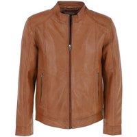 Ashwood Leather Men's 'Alberto' Leather Biker Jacket in Tan | Size: Small
