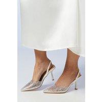 Coast Women's Bridal Tilly Diamante & Pearl Sling Back Pointed Court Shoes in White | Size: 6