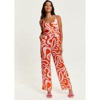 Pink And Red Abstract Print Jumpsuit