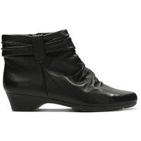 Clarks Women's Matron Ella Ankle Boot Black Leather Ankle Boots | Size: 6-Wide Fit