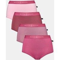 British Boxers Women's Pack of Four "Bunch of Roses" Bamboo Hipster Boxer Briefs in Dusty Pink | Size: XS