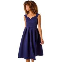 Roman Women's Sweetheart Neck Premium Stretch Skater Dress in Navy | Size: 10