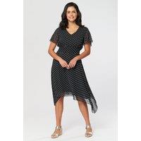 Saloos Women's Polka Dots Evening Dress in Black | Size: 22