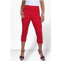 Paulo Due Women's Slim Leg Elastic Waist Cropped Trousers in Red | Size: 20
