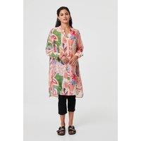 Izabel London Women's Abstract Longline Relaxed Shirt Dress in Pink | Size: 12