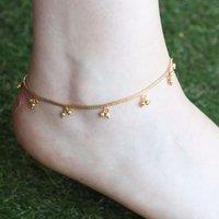 The Colourful Aura Women's Golden Brass Rounds Beads Indian Payal Anklet in Gold