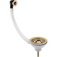 Balterley Fireclay Sink Basket Strainer Waste with Overflow Brushed Brass 90mm in Metallics