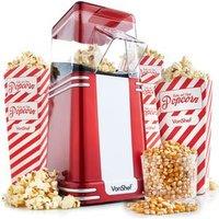 VonShef 6 Boxes & One Touch Operation Retro Popcorn Maker Machine 1200W in Red