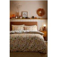 Dreams & Drapes 'Autumn Foliage' Autumnal Watercolour Print Duvet Cover Set in Natural | Size: Super King