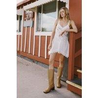 NastyGal Women's Cotton Floral Embroidered Lace Mix Bow Hanky Hem Mini Dress in White | Size: 8