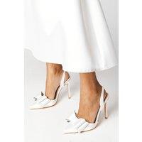 Coast Women's Bridal Tamara Satin Bow Sling Back High Stiletto Heel Court Shoes in White | Size: 8