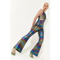 Cut Out Halter-Neck Jumpsuit in Rainbow