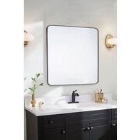 Living and Home 70 x 70Cm Modern Square Wall Mirror With Aluminum Alloy Frame in Black | Size: 70 x 70 cm