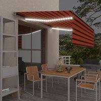 Berkfield Home Manual Retractable Awning with Blind&LED 4x3m Orange&Brown