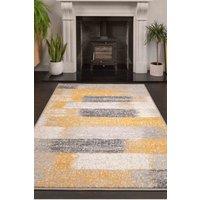 Kukoon Yellow Ochre Grey Distressed Striped Geometric patchwork Living room Area Rugs & Runner | Size: 120 cm x 170 cm