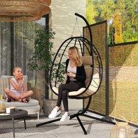 OUTSUNNY Garden Egg Chair Outdoor Hanging Swing Chair, Folding Basket in Brown