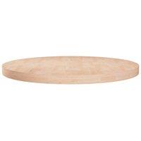 Berkfield Home Round Table Top √80x4 cm Untreated Solid Wood Oak in Brown | Size: 80x4 cm