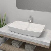 Berkfield Home Bathroom Basin with Mixer Tap Ceramic Rectangular White