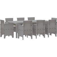 Berkfield Home 9 Piece Garden Dining Set with Cushions Light Grey Poly Rattan
