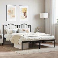 Metal Bed Frame with Headboard Black 135x190 cm Double