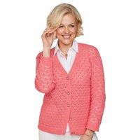 Chums Women's Cardigan Pointelle Knit in Coral | Size: Medium/Large