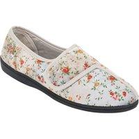 Chums Women's Dr Keller Floral Print Touch Fasten Slipper - Wide E Fit Velour in Grey | Size: 5
