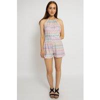 Cutie London Women's Sunny Print Smocked Playsuit Mini Dress in Pink