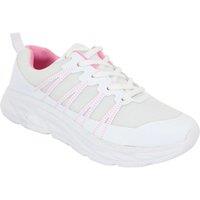 Truflex Women's Wide EE Fit Knit Fabric Lace-Up Trainer - Comfortable & Breathable in White | Size: 6