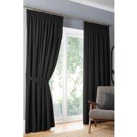 Fusion 'Dijon' Thermal & Blackout Fully Lined Pencil Pleat Curtains in Black | Size: 117 cm width x 137 cm drop