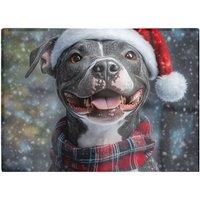 Warren Reed - Designer Christmas Staffordshire Bull Terrier Dog Glass Chopping Board