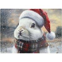 Warren Reed - Designer Christmas White Rabbit Glass Chopping Board