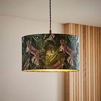 ValueLights Addalyn Green Jungle Print with Gold Inner Drum Easy Fit Lamp Shade