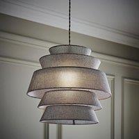 ValueLights Valerie Linen 5 Tier Easy Fit Drum Ceiling Pendant Light Lamp Shade in Grey
