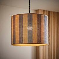 ValueLights Lori Blue Stripe Bamboo Drum Easy Fit Ceiling Pendant Light Lamp Shade in Mid Blue