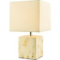 Happy Homewares Designer Square Ceramic Table Lamp with Gold Marble Effect Finish